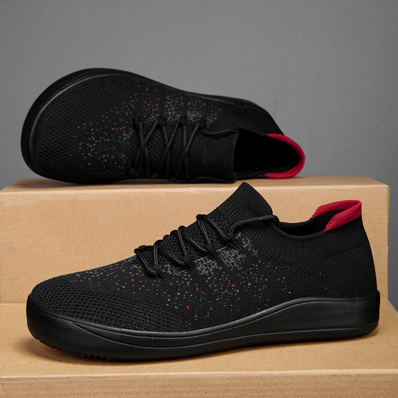 Knit Fabric Lace Up Sneakers - 새로운 남성 캐주얼 신발 통기성 니트