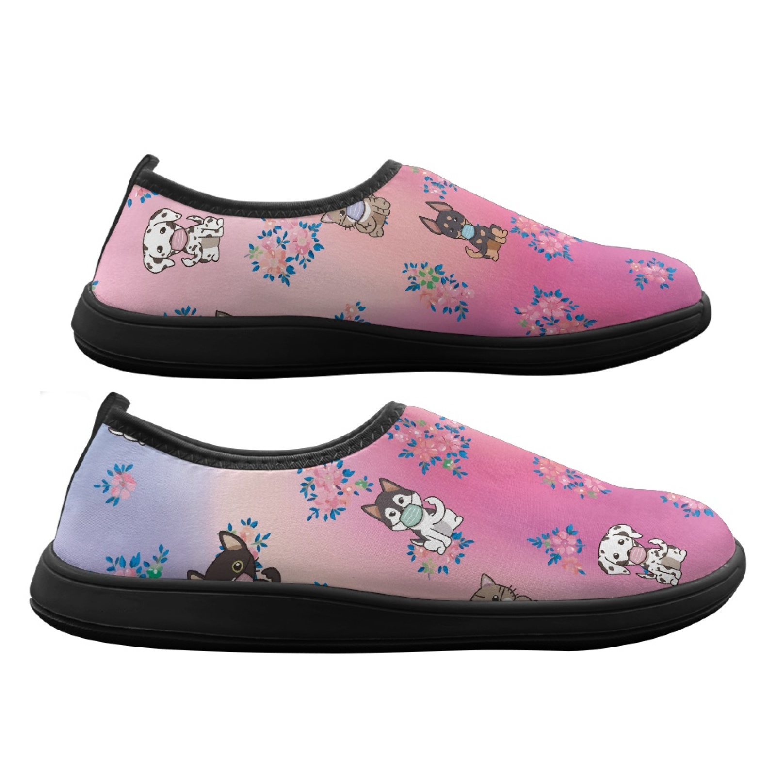 Wide Toe Box Running Sneakers - PENSTROLL 귀여운 강아지 꽃무늬 프린트 편안한