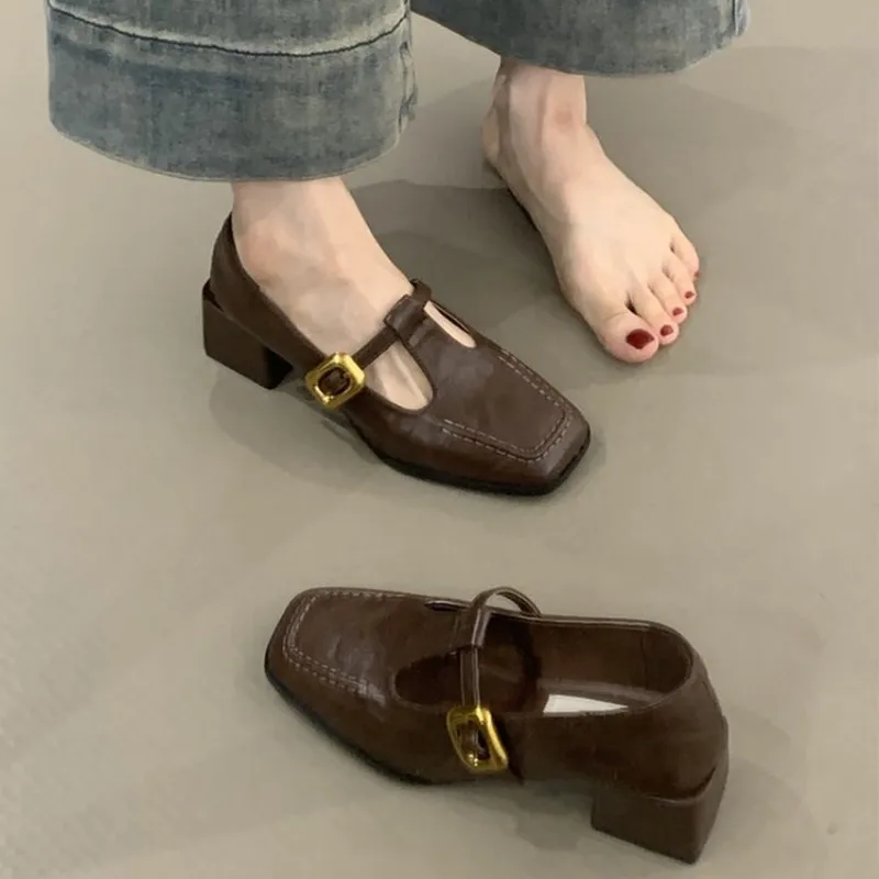 여성용 사각 앞코, T자 스트랩, 메리 제인 스타일,  - Heels 리뷰 및 가격