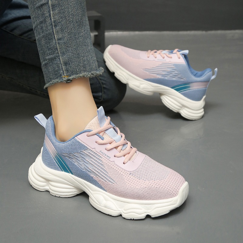 세련된 그라데이션 색상 디자인의 여성용 스니커즈, 통기 - Knit Fabric Lace Up Sneakers 리뷰 및 가격