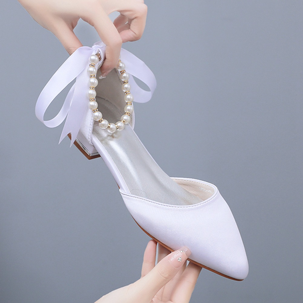 웨딩 신발 신부 플랫 힐 지적 중공 샌들 여성 화이트  - Sandals 리뷰 및 가격